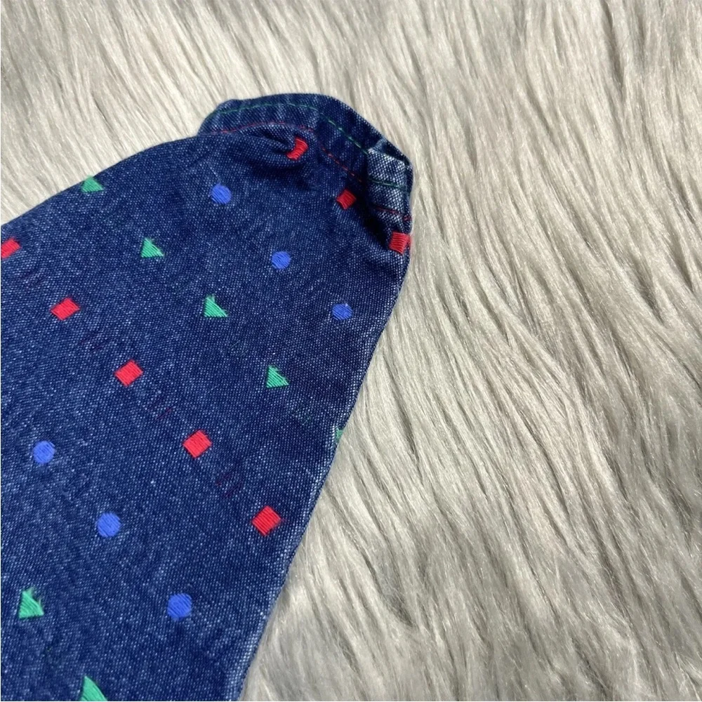 Vintage Baby Boys Oshkosh Bgosh Denim Blue Red Green Jumpsuit